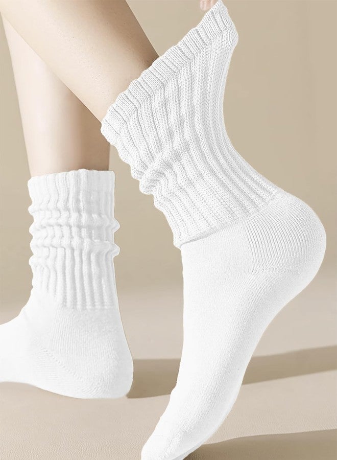 PLZSITDOWN Women Slouch Socks Knit Mid Calf Rib Tube Scrunchy Slouchy Crew Socks White - Image 3